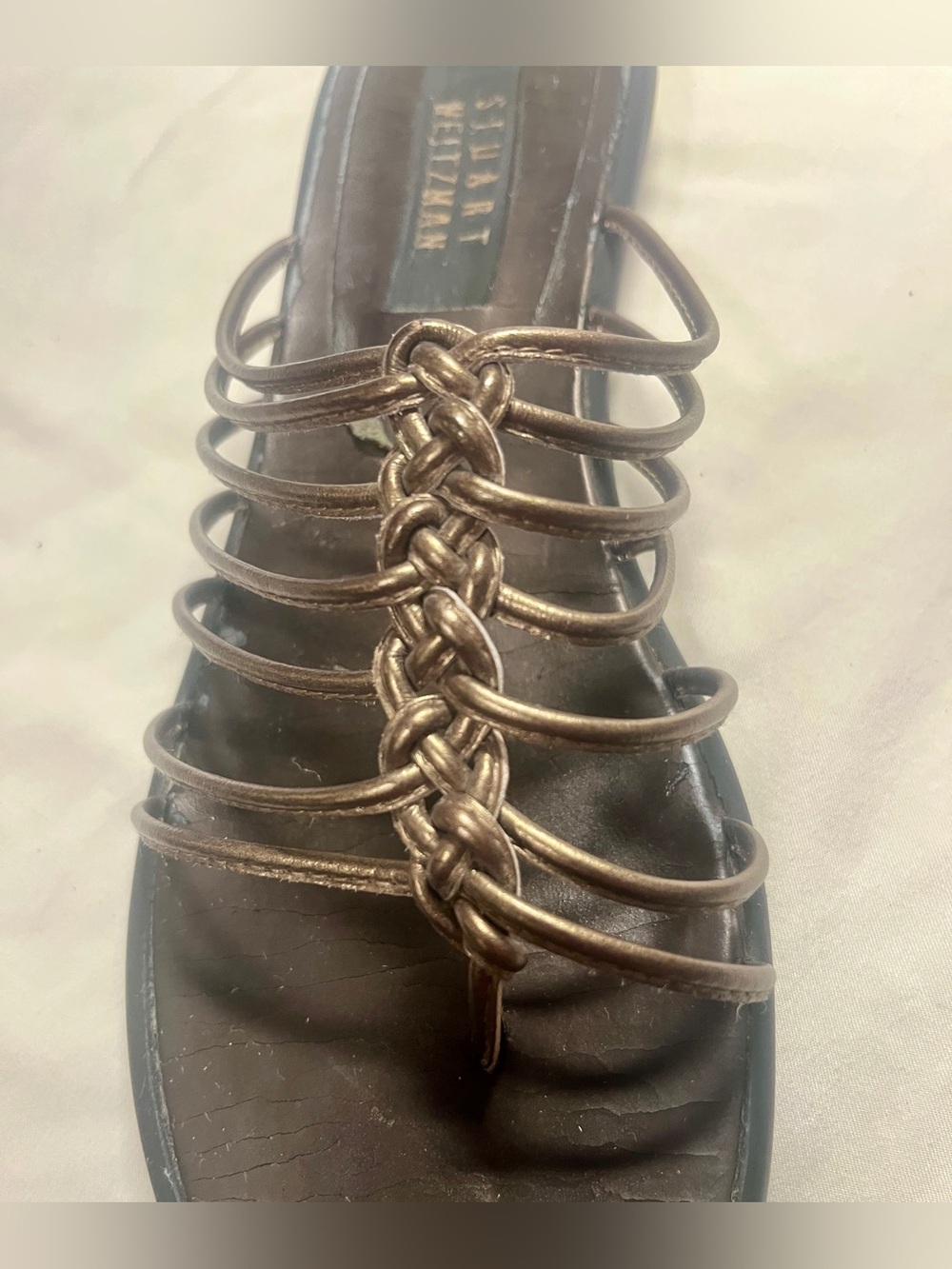 Stuart Weitzman Bronze Sandals, Style "Spaghetti" | Incl. Original Box | Size 9N